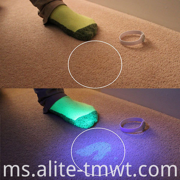 Borong 9 LED Lampu suluh UV 365nm 385nm 395nm aluminium aloi aloi mini blacklight keychain 9 lampu suluh LED dengan kilang